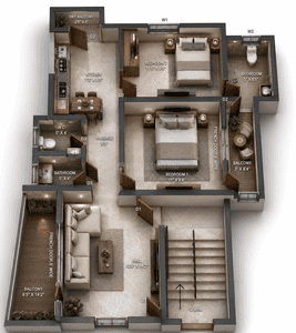 Floor Plan Image of 760 Sq.ft 2 BHK Builder Floor for sale in Yewalewadi Pune for Rs. 2500000