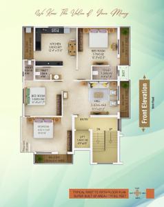 Floor Plan Image of 1750 Sq.ft 3 BHK Apartment / Flat for sale in Manish Nagar Nagpur for Rs. 9000000