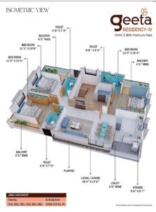 Image of 1450 Sq.ft 3 BHK Apartment / Flat for sale in Zingabai Takli, Nagpur for Rs. 7000000