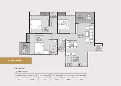 Image of 1419 Sq.ft 3 BHK Apartment / Flat for sale in Siddhivinayak Vision Exotica Building A, Bhosari, Pune for Rs. 13100000