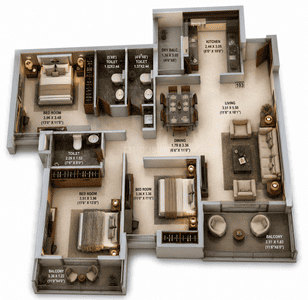 Image of 1690 Sq.ft 3 BHK Apartment / Flat for sale in Wallfort Heights G H I J K L, Bhatagaon, Raipur for Rs. 7700000