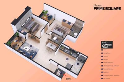 Image of 910 Sq.ft 2 BHK Apartment / Flat for sale in Nexus Prime Square, Moshi, Pune for Rs. 5500000