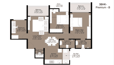 Image of 1124 Sq.ft 2 BHK Apartment / Flat for sale in Hinjawadi Phase 2, Pune for Rs. 8500000