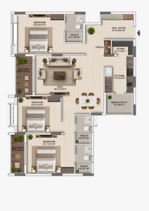 Floor Plan Image of 1669 Sq.ft 3 BHK Apartment / Flat for sale in Changurabhata Raipur for Rs. 7015000