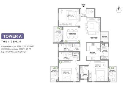 Image of 1273 Sq.ft 3 BHK Apartment / Flat for sale in 22 And Crest, Yeswanthpur, Bengaluru for Rs. 25000000
