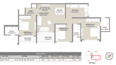 Image of 1400 Sq.ft 3 BHK Apartment / Flat for sale in Sankla West World, Punawale, Pune for Rs. 9900000