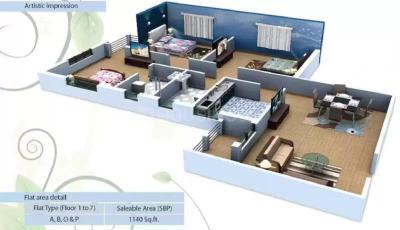 Image of 1120 Sq.ft 3 BHK Apartment / Flat for rent in Deeshari Megacity, Rajpur, Kolkata for Rs. 15000