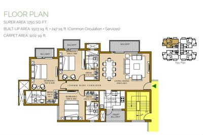Image of 1503 Sq.ft 3 BHK Apartment / Flat for sale in ATS Pristine, Sector 150, Noida for Rs. 20000005