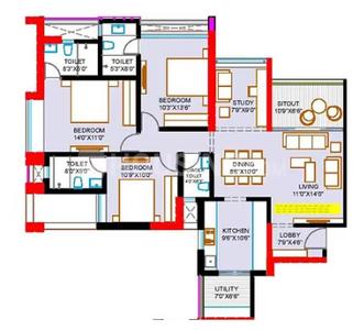 Image of 1722 Sq.ft 3 BHK Apartment / Flat for sale in Ultimus, Wakad, Pune for Rs. 15500000