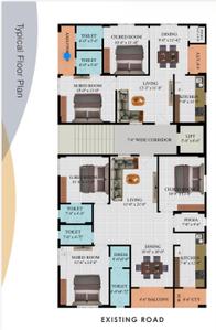 Floor Plan Image of 1152 Sq.ft 2 BHK Apartment / Flat for sale in Pothinamallayya Palem Visakhapatnam for Rs. 6570000