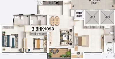 Image of 1472 Sq.ft 3 BHK Apartment / Flat for sale in Kumar Magnacity Tower A3, Manjari Budruk, Pune for Rs. 9000000