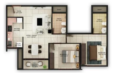 Floor Plan Image of 1436 Sq.ft 3 BHK Apartment / Flat for sale in Sattva Misty Charm, Jyotipuram Bengaluru for Rs. 14900000
