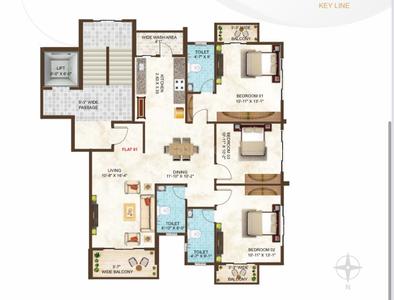 Image of 1500 Sq.ft 3 BHK Apartment / Flat for sale in Somalwada, Nagpur for Rs. 9500000