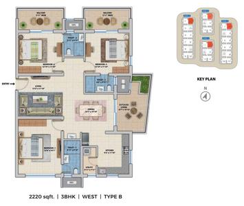 Image of 2220 Sq.ft 3 BHK Apartment / Flat for sale in Spectra, Financial District, Hyderabad for Rs. 25000000