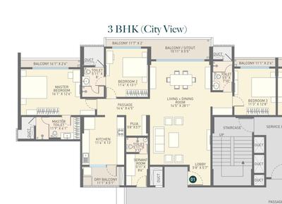 Image of 2567 Sq.ft 3 BHK Apartment / Flat for sale in Emerald Kingsvilla, Pipliyahana, Indore for Rs. 34600000