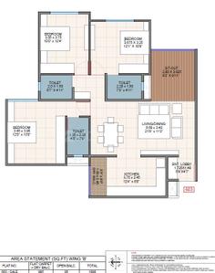 Floor Plan Image of 1501 Sq.ft 3 BHK Apartment / Flat for sale in Kothrud Pune for Rs. 23500000