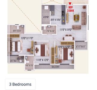 Image of 1580 Sq.ft 3 BHK Apartment / Flat for sale in Manish Nagar, Nagpur for Rs. 6794000