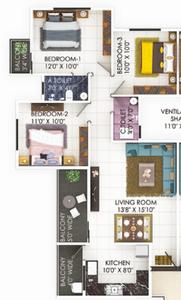 Image of 1317 Sq.ft 3 BHK Apartment / Flat for sale in Hazaripahad, Nagpur for Rs. 4850000