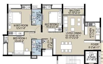 Image of 1150 Sq.ft 3 BHK Apartment / Flat for sale in Tamando, Bhubaneswar for Rs. 9725000