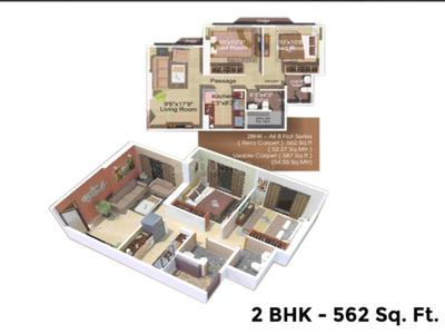 Image of 800 Sq.ft 2 BHK Apartment / Flat for sale in Thane West, Thane for Rs. 9500000