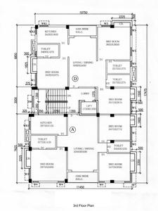 Floor Plan Image of 1300 Sq.ft 3 BHK Apartment / Flat for sale in Kalighat Kolkata for Rs. 17000000