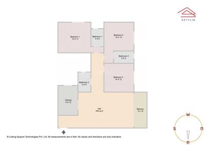 Image of 1434 Sq.ft 3 BHK Apartment / Flat for sale in Bluebell Residency by Blue Bell Developers, Binnipete, Bengaluru for Rs. 25800000