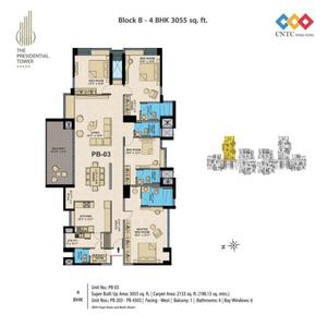 Image of 2414 Sq.ft 3 BHK Apartment / Flat for sale in The Presidential Tower, Yeswanthpur, Bengaluru for Rs. 50600000