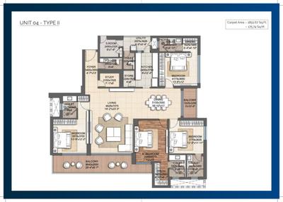 Image of 2250 Sq.ft 4 BHK Apartment / Flat for sale in Valencia Towers Phase 2, Gomti Nagar, Lucknow for Rs. 27312500