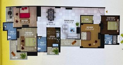Image of 1894 Sq.ft 3 BHK Apartment / Flat for sale in Ratan Galaxy Phase II, Vrindavan Yojana, Lucknow for Rs. 11200000