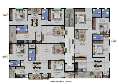 Image of 1415 Sq.ft 3 BHK Apartment / Flat for sale in Pothinamallayya Palem, Visakhapatnam for Rs. 8100000