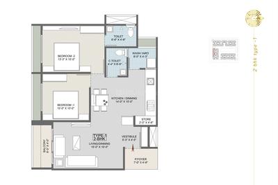Image of 1809 Sq.ft 3 BHK Apartment / Flat for sale in Jagatpur, Ahmedabad for Rs. 7437000