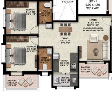 Image of 1119 Sq.ft 2 BHK Apartment / Flat for sale in Aryavedant Palm Springs, Ravet, Pune for Rs. 8500000