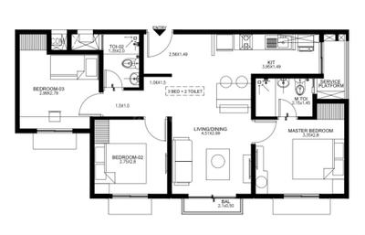 Image of 1025 Sq.ft 3 BHK Apartment / Flat for sale in Brigade El Dorado, Gummanahalli, Bengaluru for Rs. 10000000