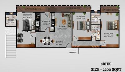 Image of 2200 Sq.ft 3 BHK Apartment / Flat for sale in Kolar Road, Bhopal for Rs. 12500000