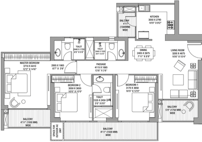 Image of 2450 Sq.ft 3 BHK Apartment / Flat for sale in Godrej Tropical Isle, Sector 146, Noida for Rs. 42500000