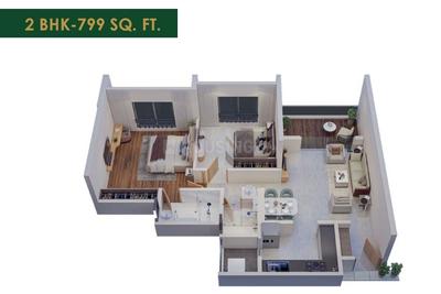 Image of 1078 Sq.ft 2 BHK Apartment / Flat for sale in Arun Sanctum, Ravet, Pune for Rs. 7000000
