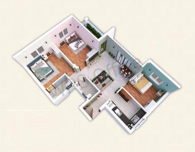 Floor Plan Image of 1029 Sq.ft 3 BHK Apartment / Flat for sale in Kundrathur Chennai for Rs. 5762400