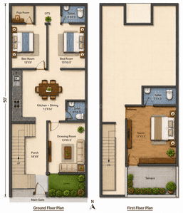 Floor Plan Image of 1550 Sq.ft 3 BHK Independent House for sale in Bijnor Lucknow for Rs. 7000000