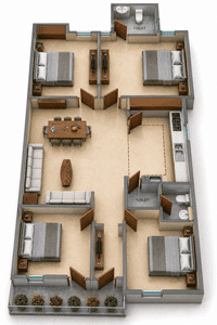 Floor Plan Image of 1500 Sq.ft 4 BHK Apartment / Flat for sale in The Heritage, Malviya Nagar New Delhi for Rs. 19500015