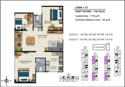 Image of 1125 Sq.ft 3 BHK Apartment / Flat for sale in Urbanrise Spring Tide, Mahindra World City, Chennai for Rs. 7500000