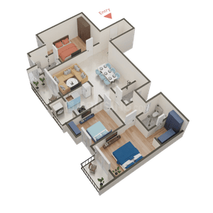 Image of 1839 Sq.ft 3 BHK Apartment / Flat for sale in BLOOM &amp; DELL, Whitefield, Bengaluru for Rs. 20000000