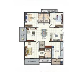 Image of 2335 Sq.ft 3 BHK Apartment / Flat for sale in Rajapushpa Provincia, Narsingi, Hyderabad for Rs. 27800000