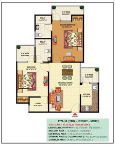 Image of 1030 Sq.ft 2 BHK Apartment / Flat for sale in SCC Sapphire, Raj Nagar Extension, Ghaziabad for Rs. 7500000