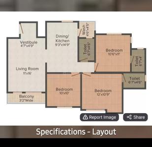 Image of 1331 Sq.ft 3 BHK Apartment / Flat for sale in Narayan Essenza, Bhayli, Vadodara for Rs. 5500000