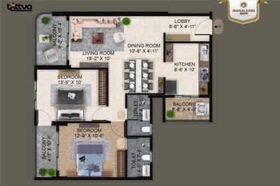 Brochure Image of 1204 Sq.ft 2 BHK Apartment / Flat for sale in Beltarodi Nagpur for Rs. 5418000
