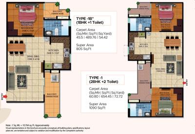 Image of 1090 Sq.ft 2 BHK Apartment / Flat for sale in SVP Gulmohur Garden Utopia The Nest, Raj Nagar Extension, Ghaziabad for Rs. 9265000