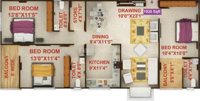 Image of 1919 Sq.ft 3 BHK Apartment / Flat for sale in Jupiter Appartment, Bhuwana, Udaipur for Rs. 8100000