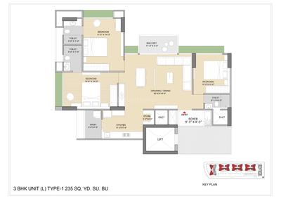 Image of 2475 Sq.ft 3 BHK Apartment / Flat for sale in Laxmi Azzaro, Gota, Ahmedabad for Rs. 12925000