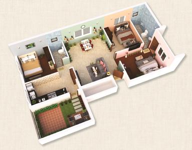 Floor Plan Image of 1138 Sq.ft 3 BHK Apartment / Flat for sale in Madambakkam Chennai for Rs. 7397000