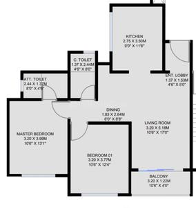 Image of 1211 Sq.ft 2 BHK Apartment / Flat for sale in K Shire, Punawale, Pune for Rs. 7550000